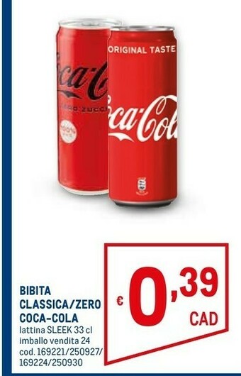 Metro Coca-cola - coca-cola 330 g(ml) offerta