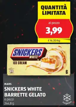 ALDI Mars snickers white barrette gelato offerta