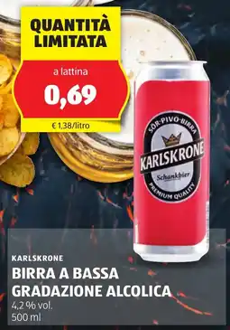 ALDI Karlskrone birra a bassa gradazione alcolica offerta