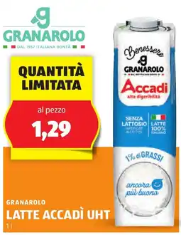 ALDI Granarolo latte accadì uht offerta