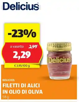 ALDI Delicius filetti di alici in olio di oliva offerta
