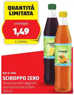 ALDI Rio d'oro sciroppo zero offerta