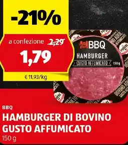 ALDI BBQ Hamburger gusto affumicato offerta