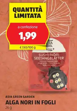 ALDI Asia green garden alga nori in fogli offerta