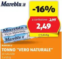 ALDI Mareblu tonno vero naturale offerta