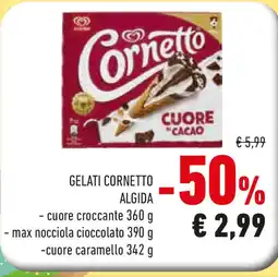 Conad Cornetto gelati algida - cuore croccante - max nocciola cioccolato cuore caramello offerta