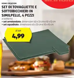 ALDI Home creation set di tovagliette e sottobicchieri in similpelle, 4 pezzi offerta