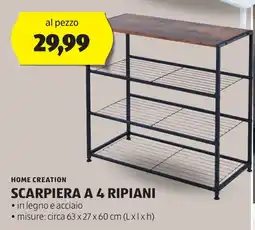 ALDI Home creation scarpiera a 4 ripiani offerta