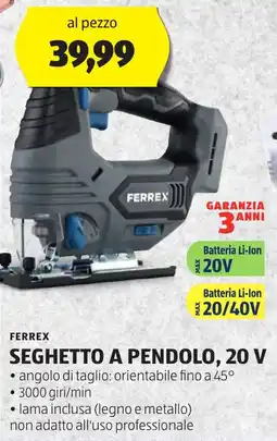 ALDI Ferrex seghetto a pendolo, 20 V offerta