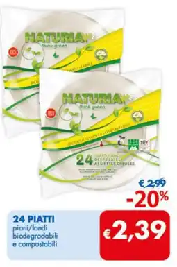 MD Discount 24 PIATTI piani/fondi biodegradabili e compostabili offerta