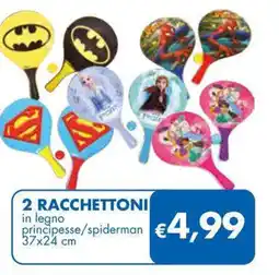 MD Discount 2 racchettoni in legno principesse/spiderman offerta