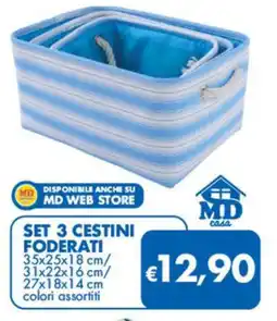 MD Discount Set 3 cestini foderati offerta