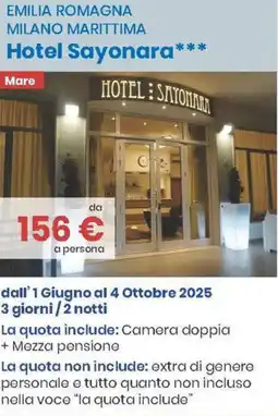 MD Discount EMILIA ROMAGNA MILANO MARITTIMA Hotel Sayonara offerta