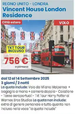MD Discount REGNO UNITO - LONDRA Vincent House London Residence offerta
