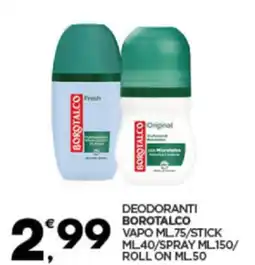 Despar Deodoranti borotalco vapo/stick/spray/ roll on offerta