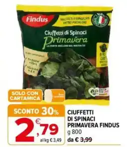 Iperal Findus ciuffetti di spinaci primavera offerta