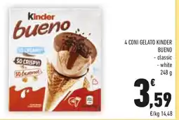 Conad Kinder bueno 4 coni gelato - classic -white offerta