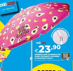 Extracoop Ombrellone chiringuito coop coconut azzurro o avocado viola offerta