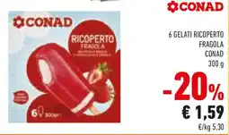 Conad 6 gelati ricoperto fragola conad offerta