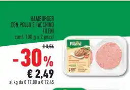 Conad Superstore HAMBURGER CON POLLO E TACCHINO FILENI offerta