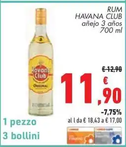 Conad Superstore RUM HAVANA CLUB añejo 3 años 700 ml offerta
