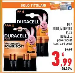 Conad PILE STILO, MINISTILO PLUS DURACELL offerta