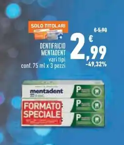 Conad DENTIFRICIO MENTADENT offerta