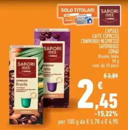 Conad Capsule Caffè Espresso Compatibili Nespresso Sapori&Idee Conad offerta