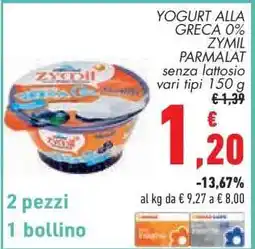 Conad Yogurt alla Greca 0% Zymil Parmalat offerta