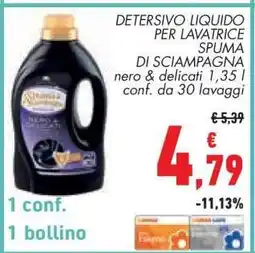 Conad Detersivo Liquido per Lavatrice Spuma di Sciampagna offerta