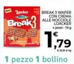 Conad Loacker break 3 wafer con crema alle nocciole offerta