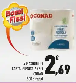 Conad Conad 4 maxirotoli carta igienica 2 veli offerta