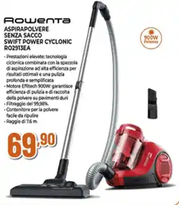 Ipercoop Rowenta ASPIRAPOLVERE SENZA SACCO SWIFT POWER CYCLONIC RO2913EA offerta