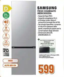 Ipercoop SAMSUNG FRIGO COMBINATO RB38C600DSA offerta
