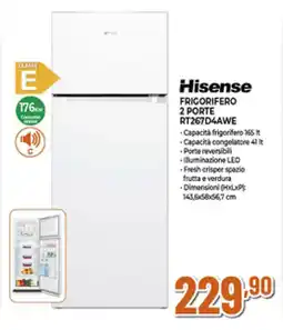 Ipercoop Hisense FRIGORIFERO 2 PORTE RT267D4AWE offerta