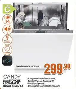 Ipercoop CANDY LAVASTOVIGLIE A SCOMPARSA TOTALE CI4C6F0A offerta