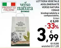 Spazio Conad Verso natura conad lettiera vegetale agglomerante offerta