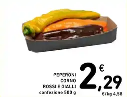 Spazio Conad Peperoni corno rossi e gialli offerta