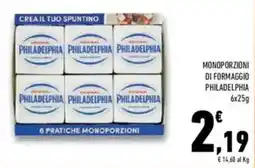 Conad Philadelphia monoporzioni di formaggio offerta