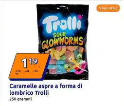 Action Trolli caramelle aspre a forma di lombrico offerta