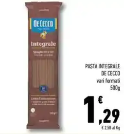 Conad De cecco pasta integrale offerta