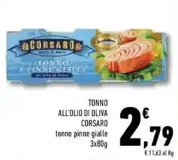 Conad Corsaro tonno all'olio di oliva offerta