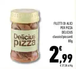 Conad Delicius pizza filetti di alici offerta