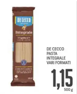 Supermercati Piccolo De cecco pasta integrale vari formati offerta