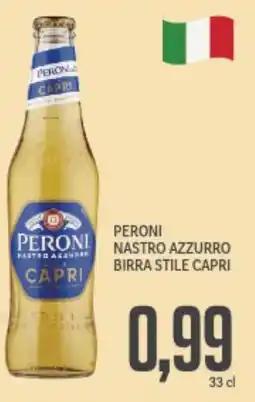 Supermercati Piccolo Peroni nastro azzurro birra stile capri offerta