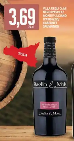 Supermercati Piccolo Villa degli olmi nero d'avola/ montepulciano d'abruzzo/ cabernet sauvignon offerta