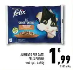 Conad Alimento per gatti felix purina vari tipi offerta