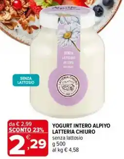 Iperal Yogurt intero alpiyo latteria chiuro offerta