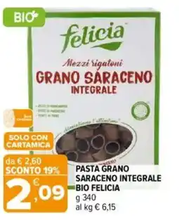 Iperal Felicia pasta grano saraceno integrale bio offerta