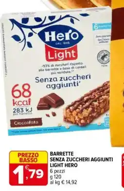 Iperal Hero barrette senza zuccheri aggiunti light offerta